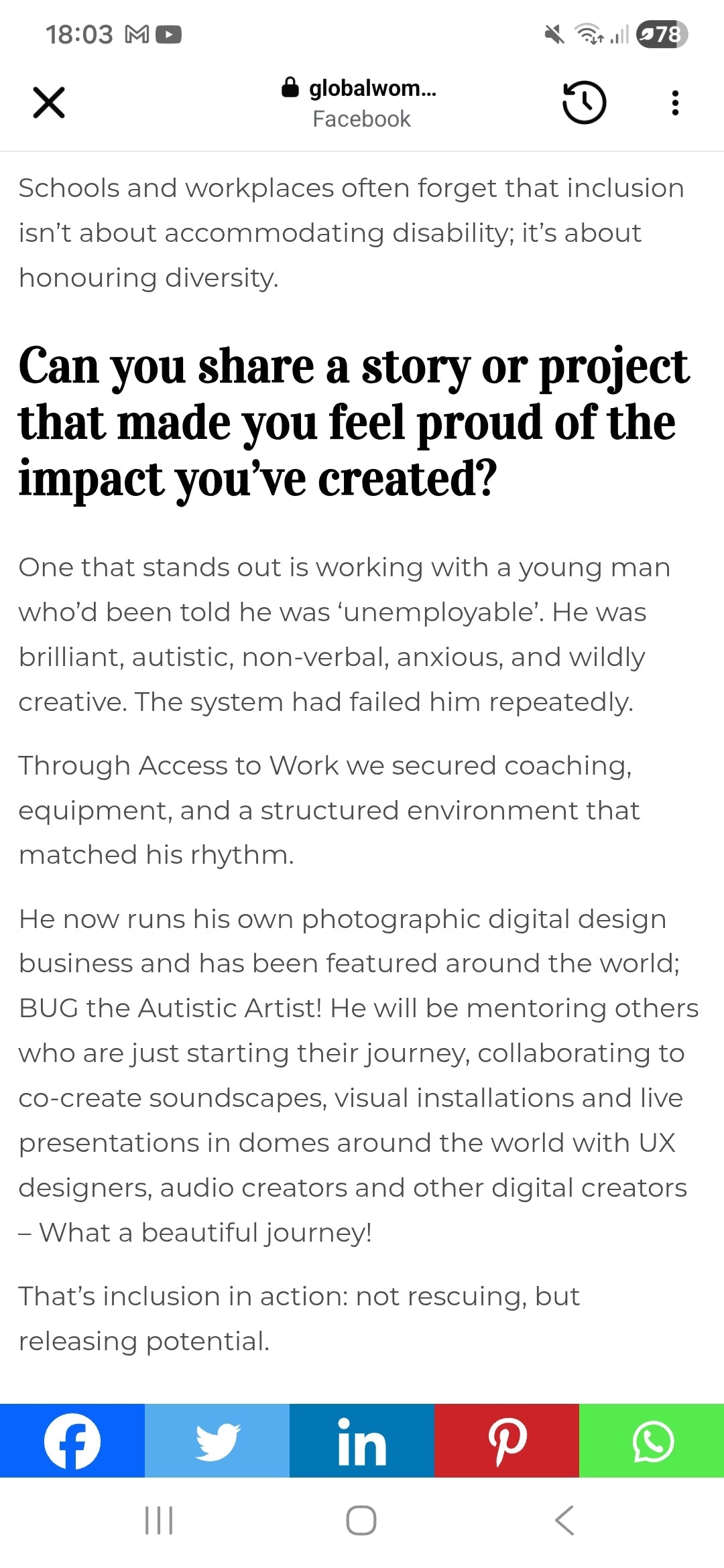 Featured on global women magazine.